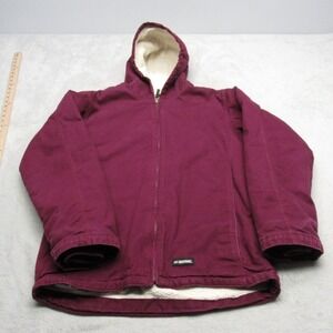 Berne Canvas‎ Jacket Youth XL Purple Sherpa Lined Full Zip Hooded Barn Chore